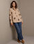 Oversized lang katoen overhemd met strepen en bedrukking (karamel / ecru)