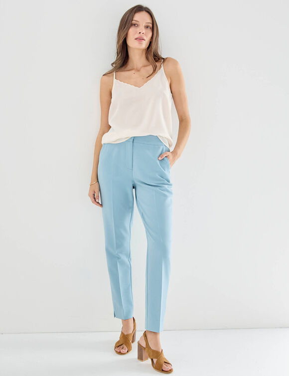 Pantalon 7/8&egrave;me coupe cigarette, uni (bleu gris&eacute;)
