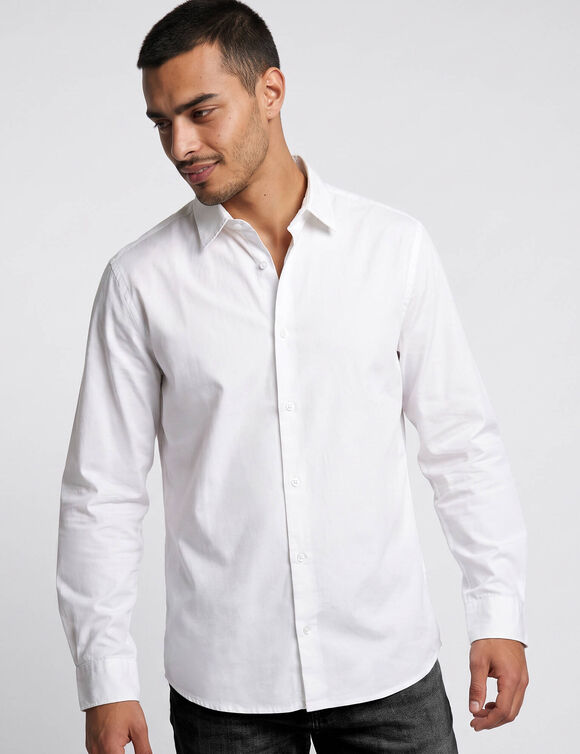 Overhemd van 100% katoen twill, onderhoudsvriendelijk (wit)