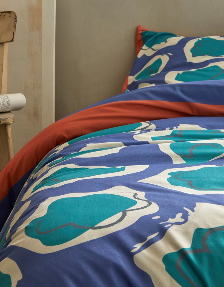 Bedrukt bedlinnen, collectie Odette Lepeltier (blauw / groen)