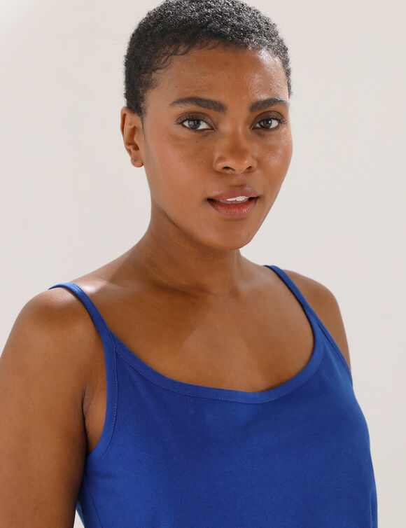 D&eacute;bardeur fines bretelles uni coton biologique(**) (bleu dur)