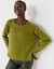 Pull col rond, maille fantaisie toucher doux (vert olive)