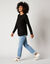 Trui in patenttricot met uitlopend model met zachte touch (zwart)