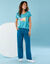 T-shirt manches courtes imprimé placé, Spécial Petites (bleu)