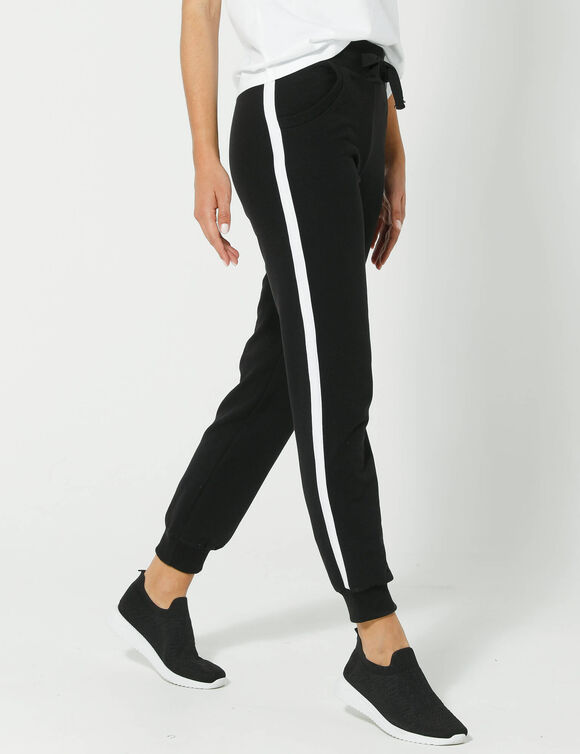 Tweekleurige joggingbroek van molton (zwart / wit)