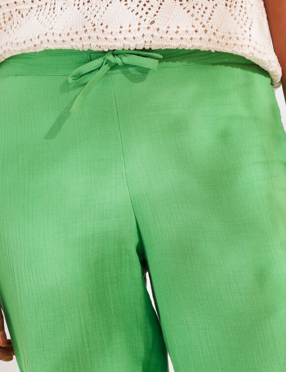 Pantalon large droit, gaze de coton (vert)