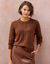 Pull col rond volume boite, maille moelleuse en laine m&eacute;lang&eacute;e (caramel)