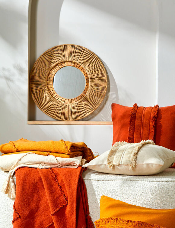 Miroir rond en rotin (rotin)
