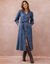 Lange jurk met knopen en ceintuur, jeans (stone)