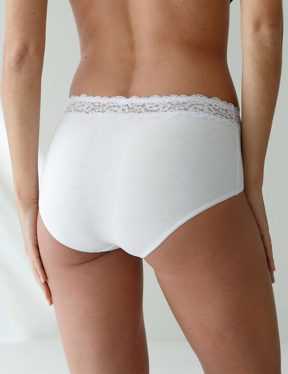 Culotte supermaxi coton stretch ceinture dentelle - lot de 2 (blanc)