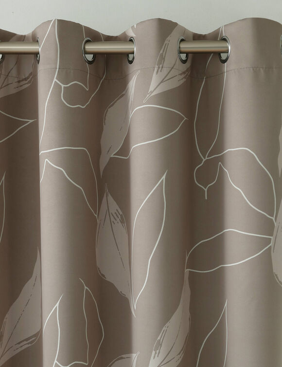 Verduisterend gordijn met bladerenprint (taupe)