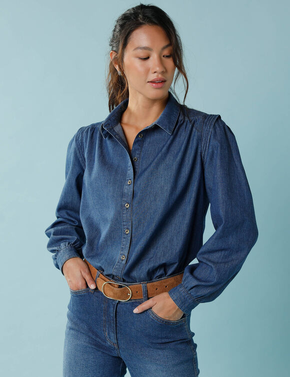 Chemisier denim,  Spécial Petites (stone)