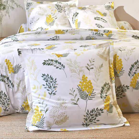 Linge de lit Mimosa imprim&eacute; fleurs - coton 57 fils/cm&sup2; (jaune)