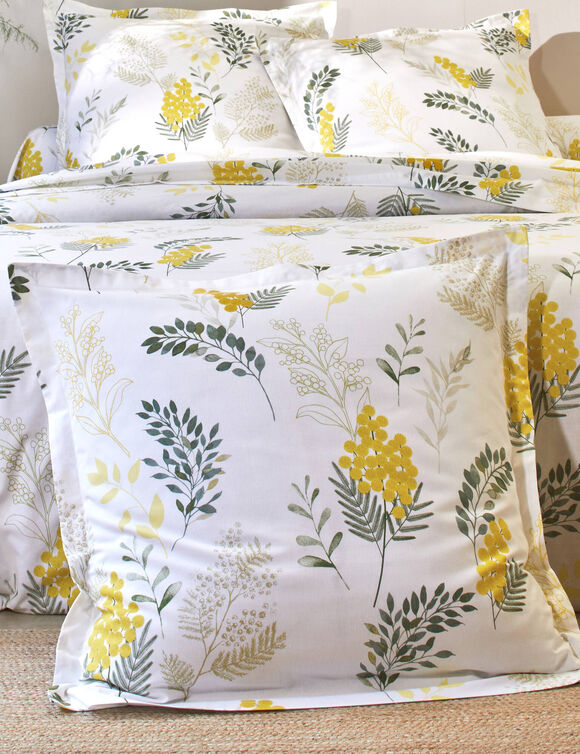 Linge de lit Mimosa imprim&eacute; fleurs - coton 57 fils/cm&sup2; (jaune)