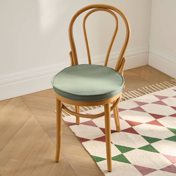 Effen rond stoelkussen in zeildoekstof (eucalyptus)