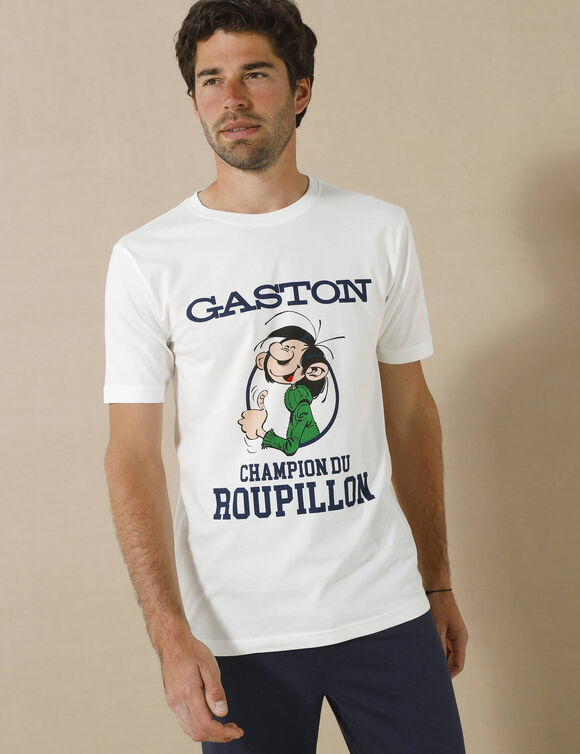 Pyjama met ronde hals, Gaston Lagaffe® (ecru / marine)