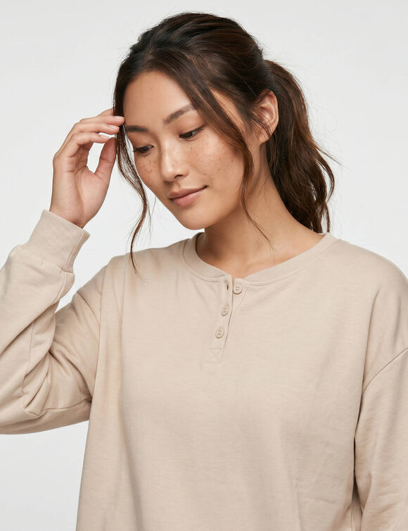 T-shirt pyjama blousant manches longues  (beige)