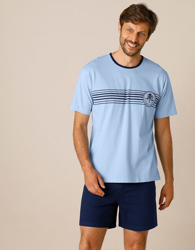 Pyjama short jersey coton manches courtes (bleu / marine)