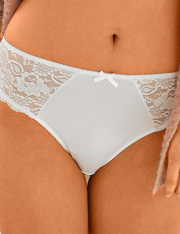 Slip in glanstricot en kant Avila - set van 2 (wit + zwart)