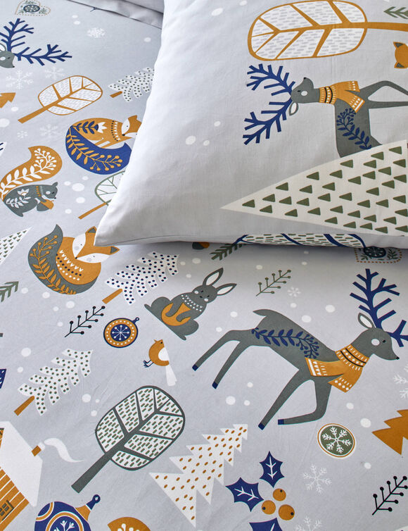 Bedlinnen Bos, in bedrukt katoen (grijs)