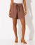 Geknoopte short in soepele viscose, effen (taupe)