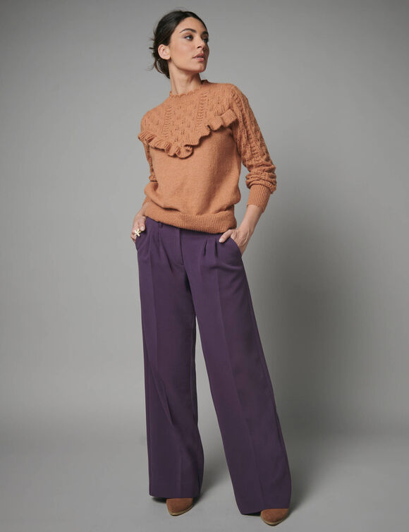 Pantalon large taille haute. (violet)