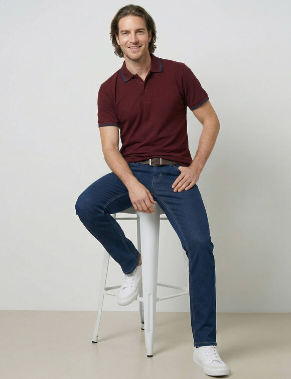 Polo uni maille piqu&eacute;e manches courtes (bordeaux)