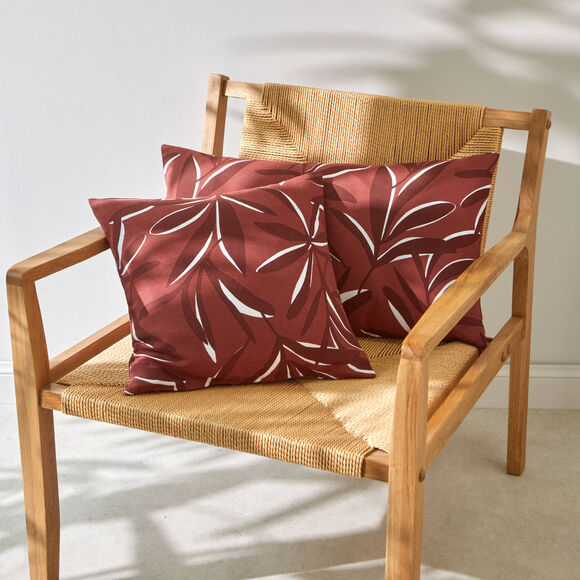 Housse de coussin imprim&eacute; feuillage (terracotta)