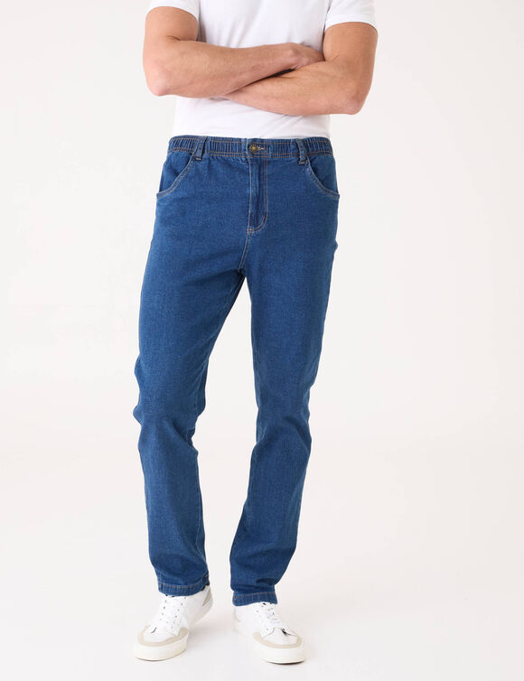 Jeans met elastische taille - binnenpijpl. 72 cm (stone)