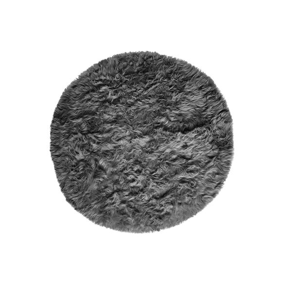 Tapis rond poils longs (gris)