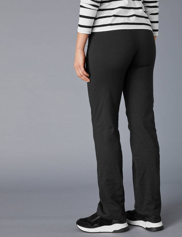 Rechte broek van tricot met elastische tailleband (zwart)