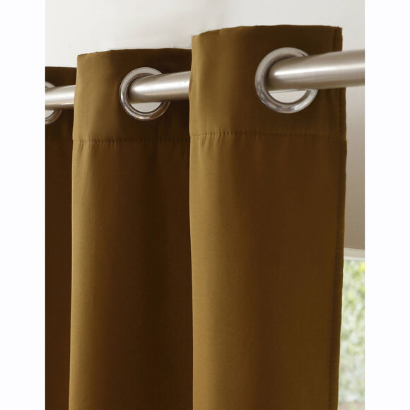 Rideau isolant uni envers polaire finition oeillets (bronze)
