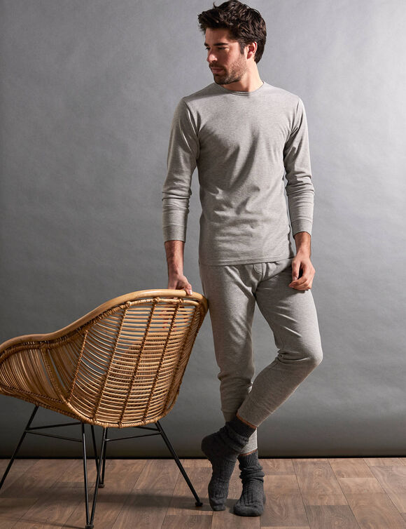 Cale&ccedil;on long Thermoperle&reg; coton - lot de 2 (gris chin&eacute;)