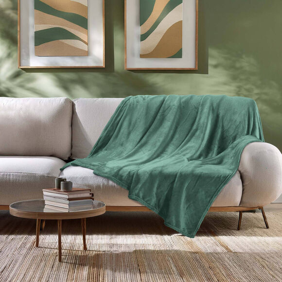 Plaid polaire, toucher peluche (c&egrave;dre)