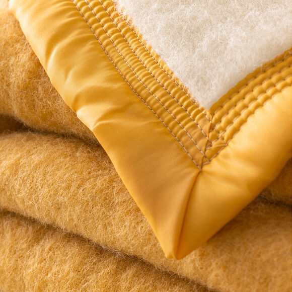 Couverture bicolore pure laine 800 g/m² (miel)