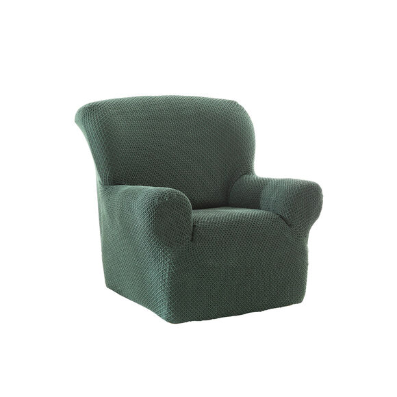 Housse texturée bi-extensible spéciale canapé fauteuil à accoudoirs (vert)