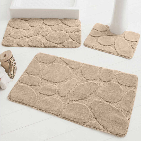 Tapis de bain motif galets (sable)