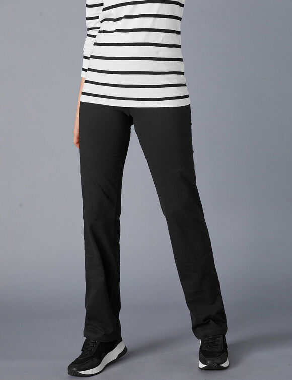 Rechte broek van tricot met elastische tailleband (zwart)