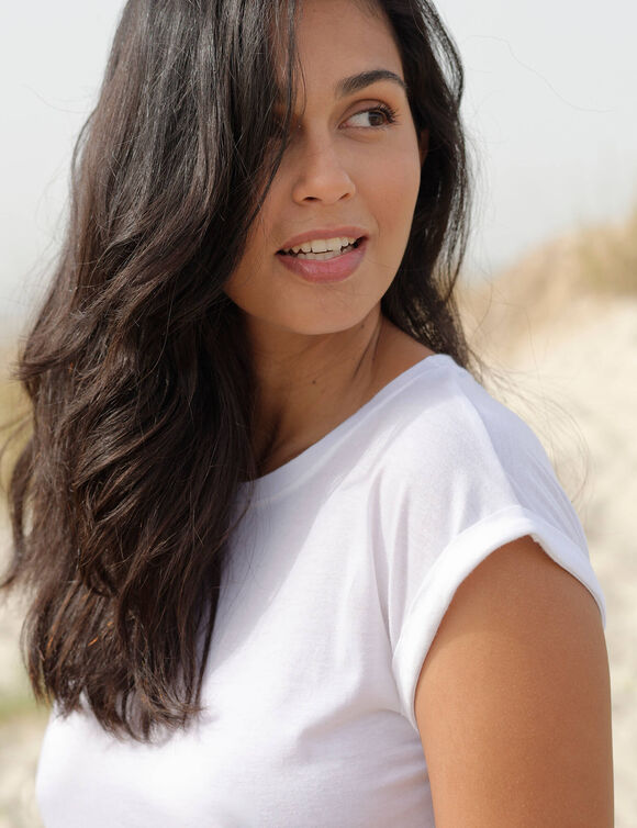 T-shirt met ronde hals en korte mouwen (wit)