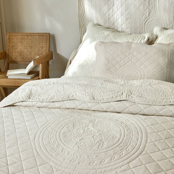 Couvre-lit uni style boutis Cassandre  (écru)