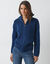 Gilet zippé en maille perlée (bleu encre)