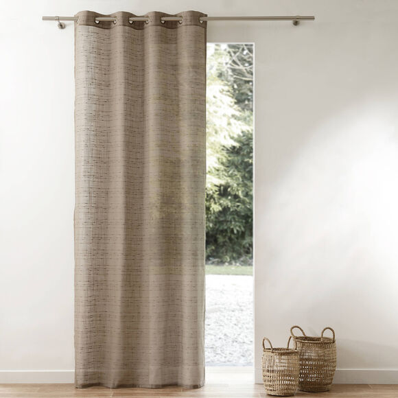 Panneau voilage tissage fantaisie - finition oeillets (taupe)