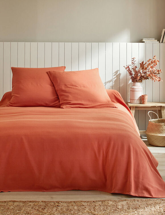 Geweven bedsprei in effen katoen (terracotta)