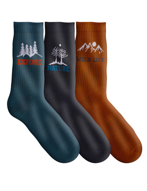 Sokken met jacquard-ribpatroon &ndash; set van 3 paar (marine + blauw + oranje)