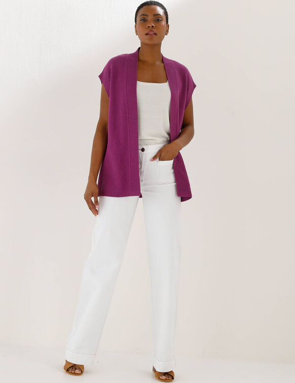 Gilet sans manches, maille fantaisie (violet)