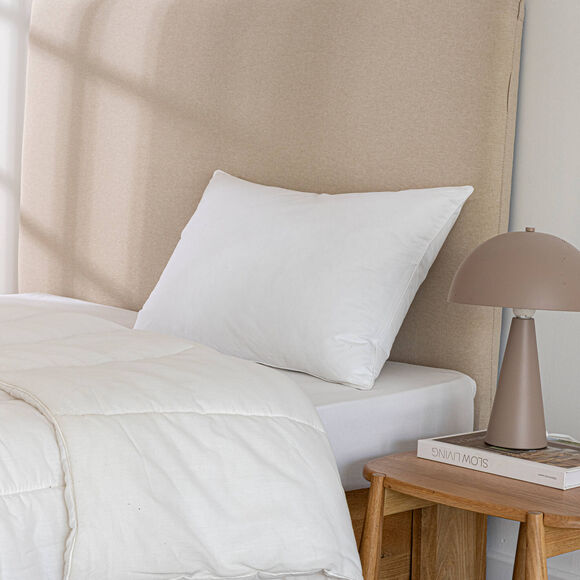 Oreiller fibre sensation duvet confort ferme (blanc)