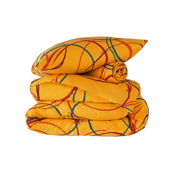 Linge de lit Noémie polycoton imprimé cercles (épice)