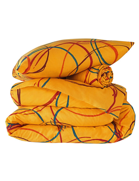 Linge de lit Noémie polycoton imprimé cercles (épice)