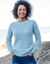 Pull col rond, maille poilue fantaisie (gris bleut&eacute;)