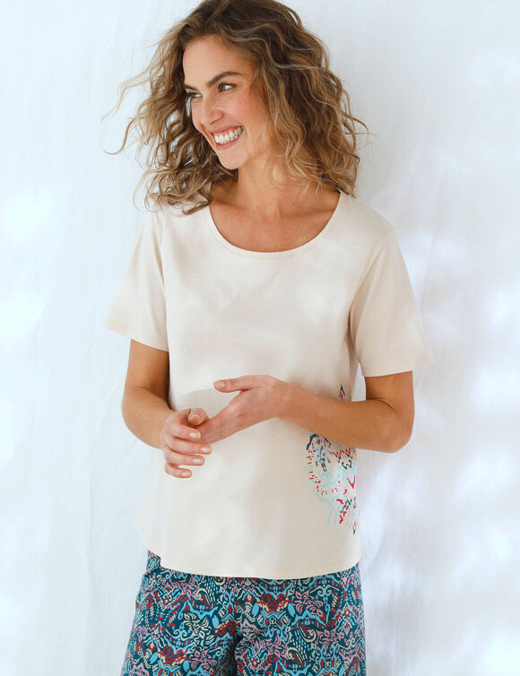 T-shirt de pyjama imprimé Ikat (sable)